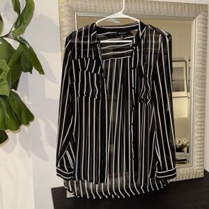Striped Sheer Button Down Top